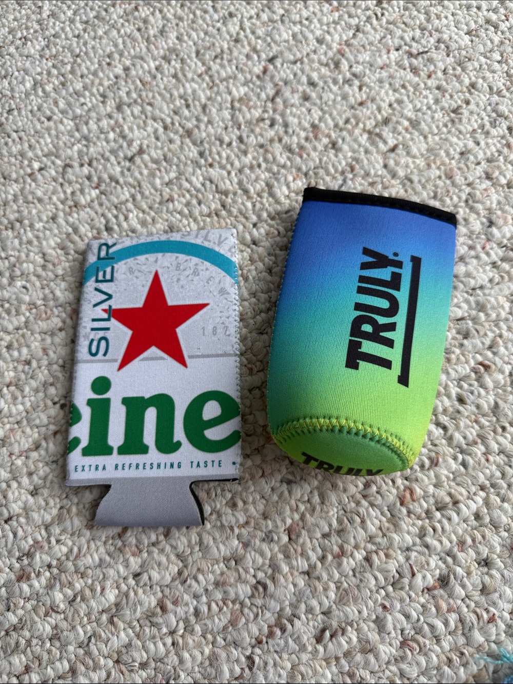 Truly and Heineken silver beer seltzer slim koozie coozies (2) new
